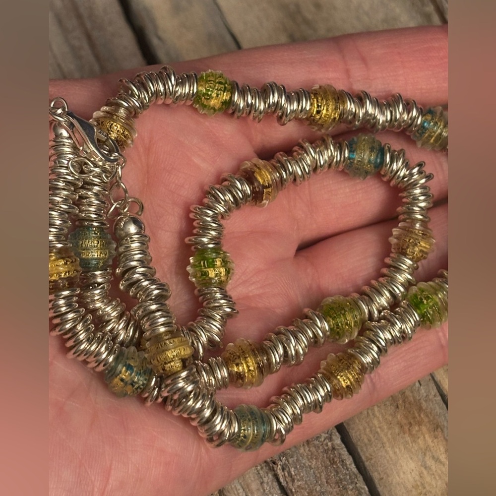 Dobbs Sterling Silver Disk and Glass Bead Necklace